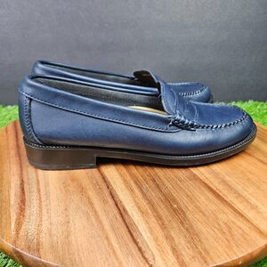 GH Bass Weejuns Kathleen Penny Loafers Womens 6 M Navy Blue Leather Dress Shoes